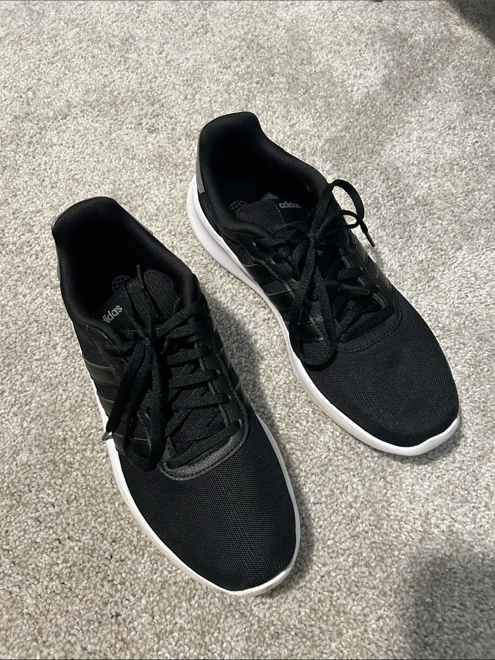women’s adidas Black Athletic Sneakers with White Sole